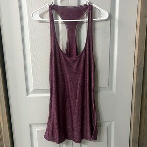 Preloved Lululemon Women's Racerback Tank Plum Heather 12/14 p2p 18” logo faded